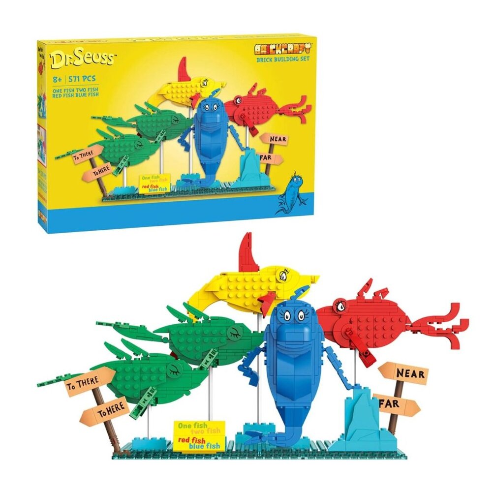 Dr. Seuss One Fish Two Fish 571-Piece Brick Building Set For Ages 8+ Compatible